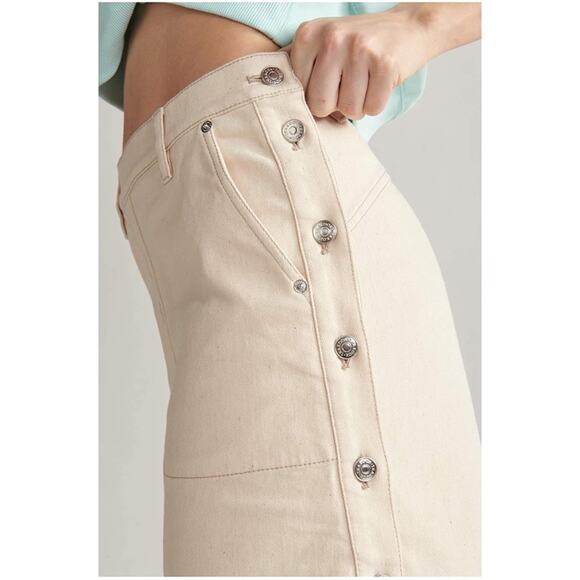 Thakoon Ecru Denim Side Button Closure Midi Skirt Women’s Size 0 NWT - Picture 3 of 14